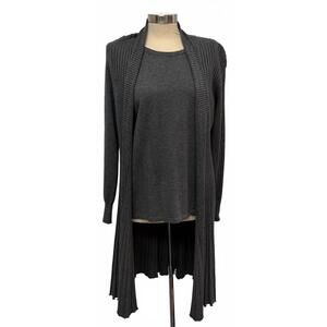 NEW PASSIONI women's twin sweater cardigan set in gray